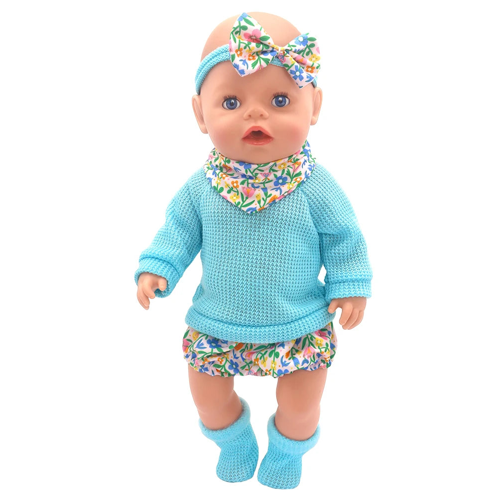 Baby Born Doll Clothes Set – Cute Jumpers, Rompers & Shoes for 13-18 Inch Newborn Dolls, Festival & Birthday Gift