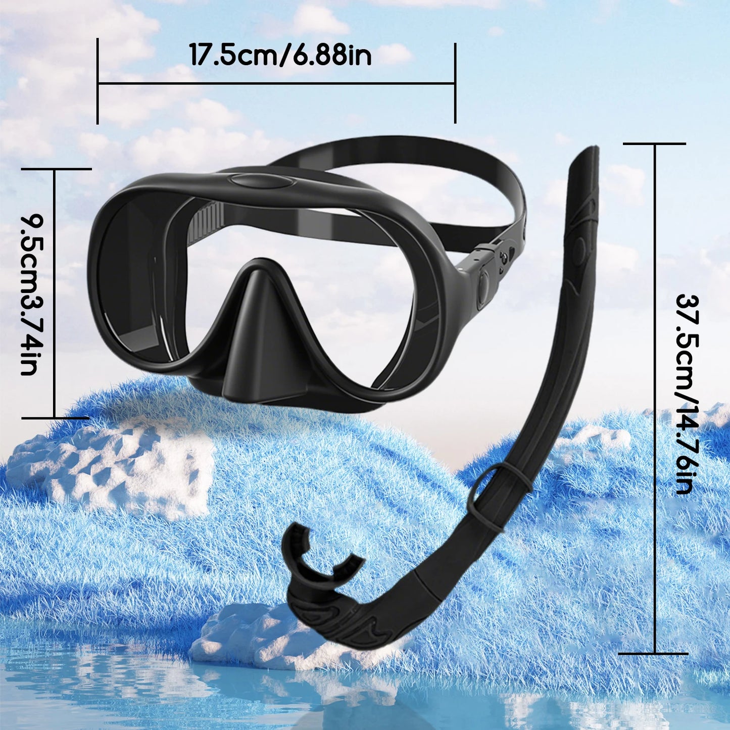 Soft Silicone Diving Snorkel - Portable Foldable Adult Snorkeling Gear for Freediving, Spearfishing & Swimming