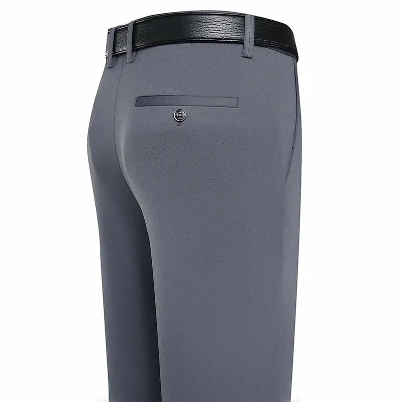 Men's Suit Pants – Business Casual Elastic Straight Trousers | Formal Dress Black & Navy Blue