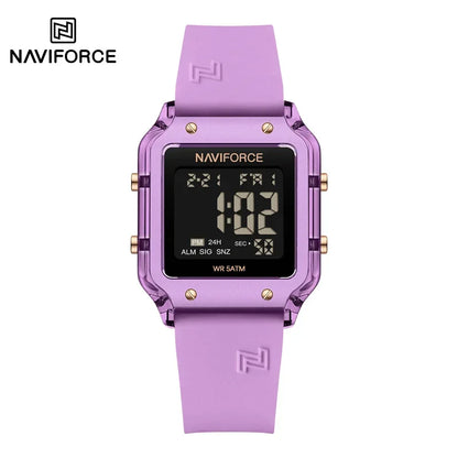 NAVIFORCE Women's Digital Sports Watch - Waterproof Silicone Strap with Time, Date & Week Display