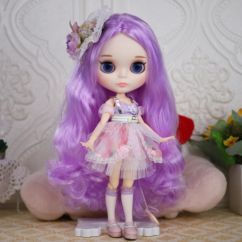 ICY DBS Blythe 1/6 BJD Doll - 30cm Jointed Body with White Skin & Shiny/Matte Face