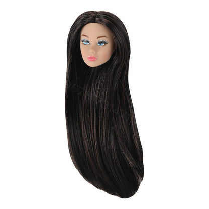 1/6 Supermodel Doll Head Accessories – European & American Makeup Heads for 30cm Dolls in White, Normal & Chocolate Skin