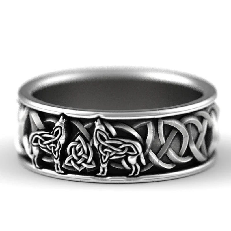 Huitan Viking Nordic Mythology Giant Wolf Ring – Defense Totem, Hip Hop Rock Fashion Unisex Punk Jewelry Gift