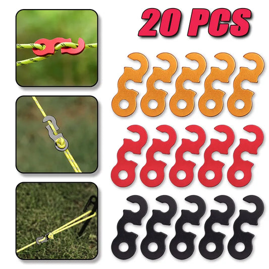 30-Piece Adjustable Tent Rope Buckle Kit: S-Type Tensioner Fastening for Camping Tent - Outdoor Fixed Accessories