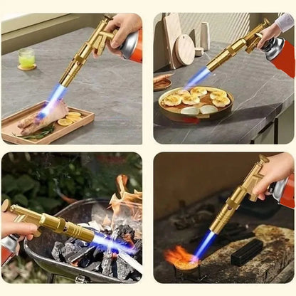 Portable Gas Welding Torch – Gold & Copper High-Temperature Flame Burner for BBQ, Welding & Cooking