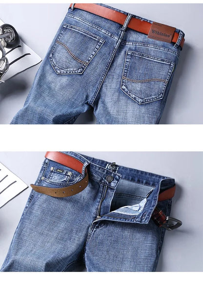 Men’s All-Match Brand Trousers – High-Quality Business Casual High Waist Denim Jeans for All Seasons
