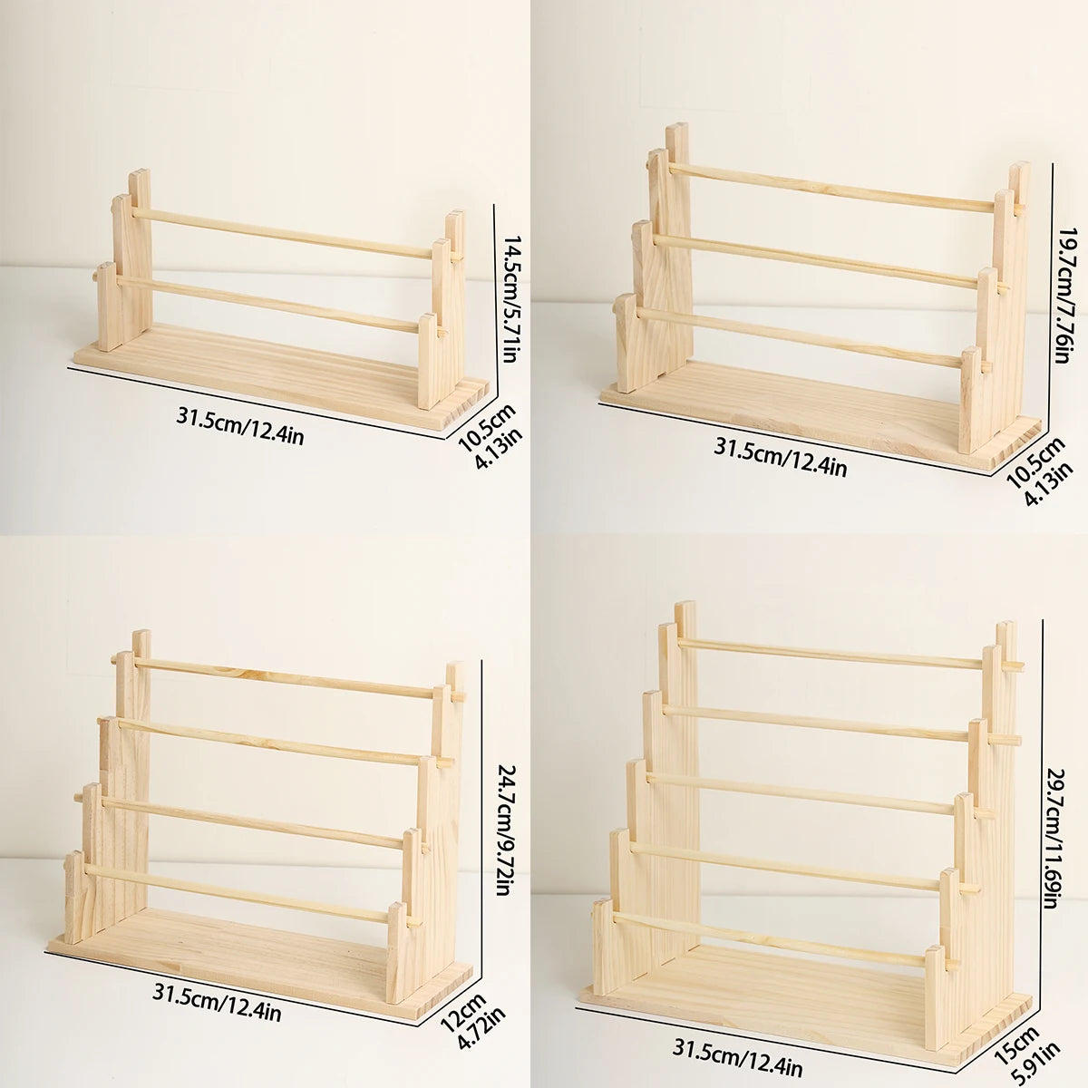 Solid Wood Hair Accessory Organizer - 2 to 5 Layer Desktop Jewelry & Hair Tie Stand