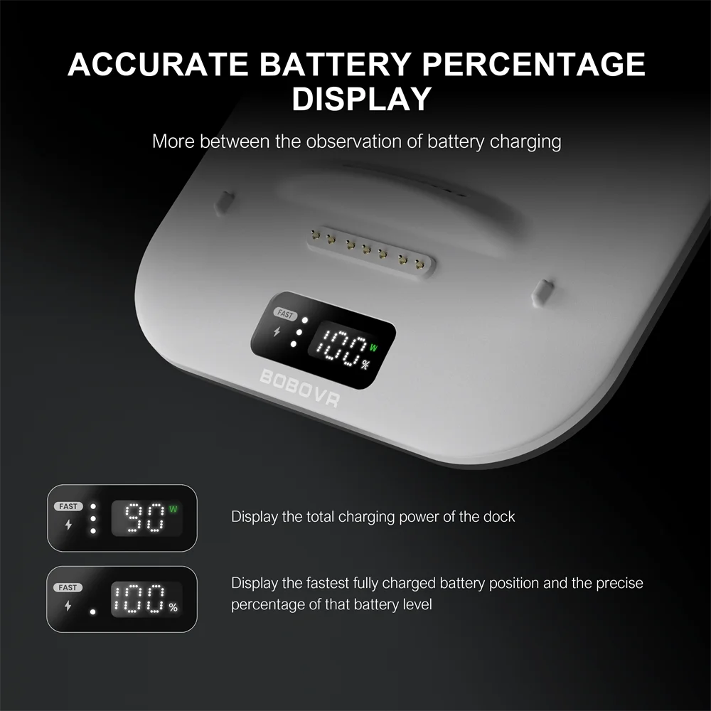 BOBOVR BD3 Super Charging Dock – 30W Fast Charge with Digital Display for B100 Batteries, Compatible with S3 PRO