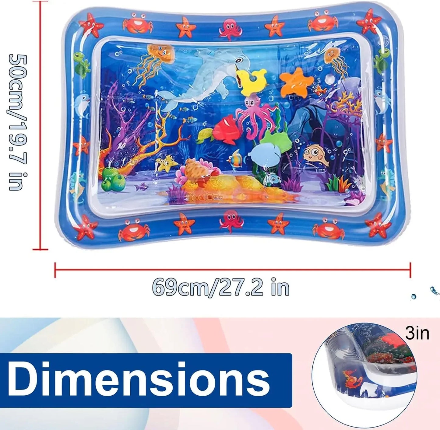 Pet Water Sensory Play Mat - Thick Inflatable Ocean Fish Theme Toy for Cats & Dogs