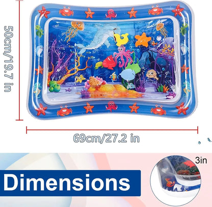 Pet Water Sensory Play Mat - Thick Inflatable Ocean Fish Theme Toy for Cats & Dogs