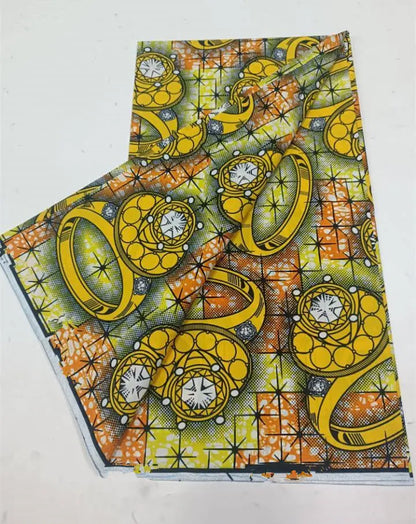 African Wax Print Fabric 6 Yards - Ghana Kente Design Ankara Kitenge Pagne