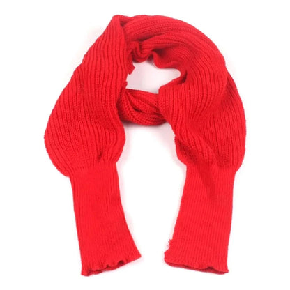 Solid Color Knit Shawl with Long Sleeves - Elegant Soft Warm Top, Elastic Wrap Scarf for Autumn and Winter