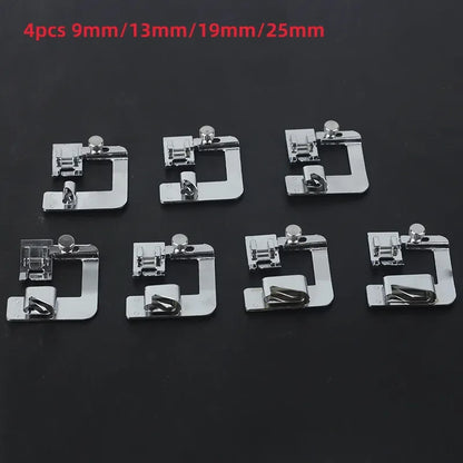 Sewing Machine Rolled Hem Presser Foot - 9mm 13mm 19mm 25mm Multi-Size Sewing Accessory