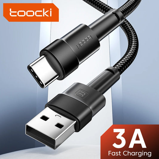 Toocki 3A USB Type-C Cable – Fast Charging Data Cord for Samsung, Xiaomi, Redmi, OPPO, VIVO (0.5M)