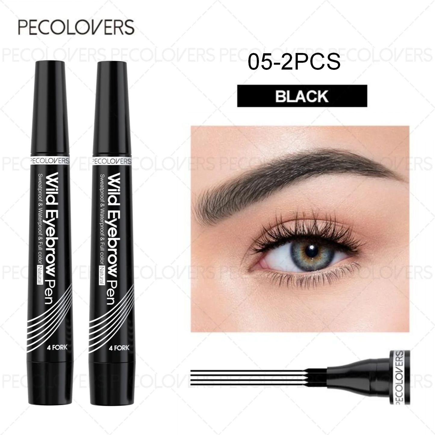 6-Color Waterproof Eyebrow Pen – 4-Split Tip Liquid Eyebrow Tattoo Pencil for Natural Long-Lasting Makeup & Definition