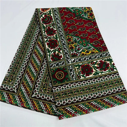 6 Yards African Real Wax Fabric - 100% Cotton Original Ankara Print for Party Dresses K121901