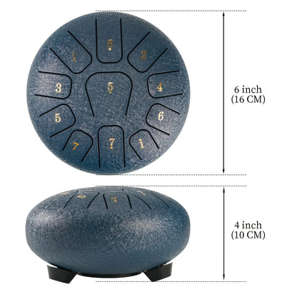 Miwayer 6" Steel Tongue Drum Gift Set — 11-Note Sound Healing Instrument with Tuning Kit for Yoga, Meditation & Anxiety Relief