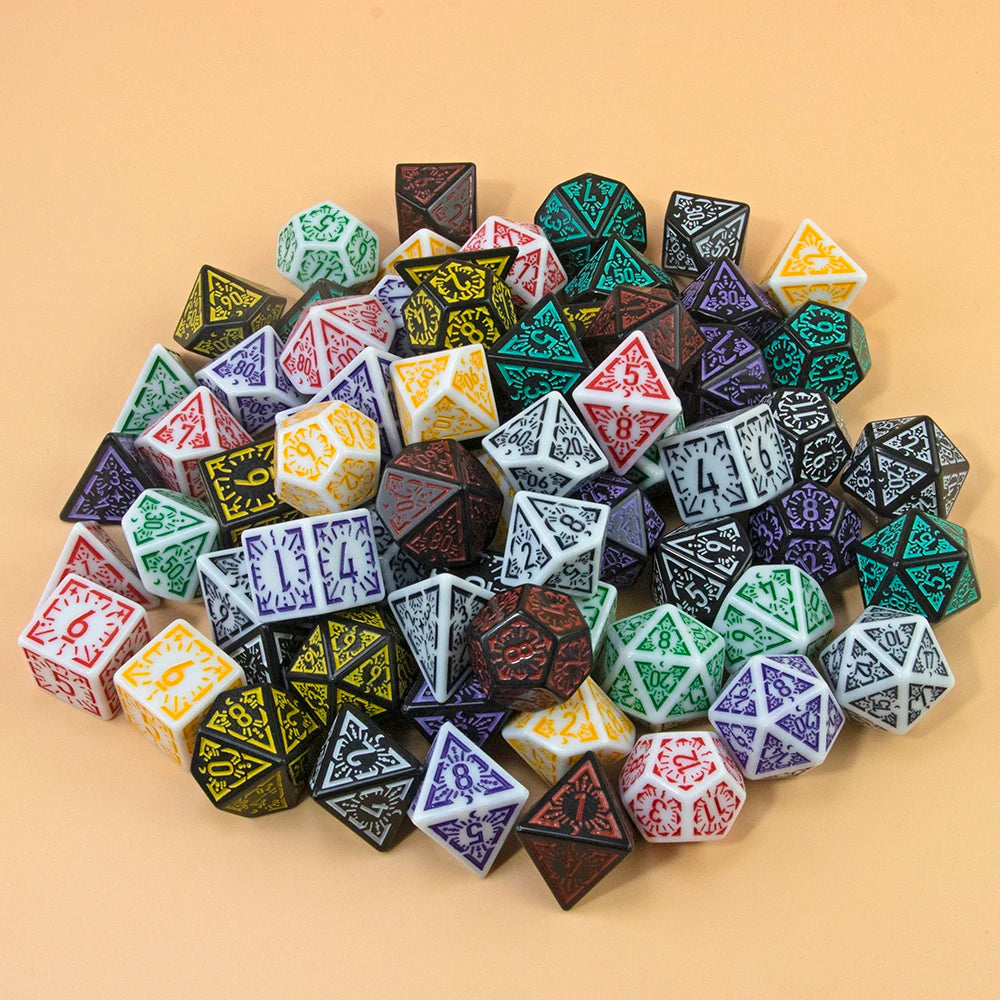 DND Carving Pattern Dice Set - 7Pcs RPG Polyhedral Dice for Board Games, Gifts & Entertainment Accessories