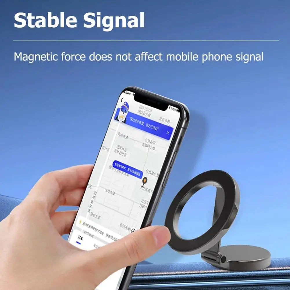Car Magnetic Folding Phone Holder - 360° Rotation, Suction Cup Mount, Anti-Shake Bracket for Navigation