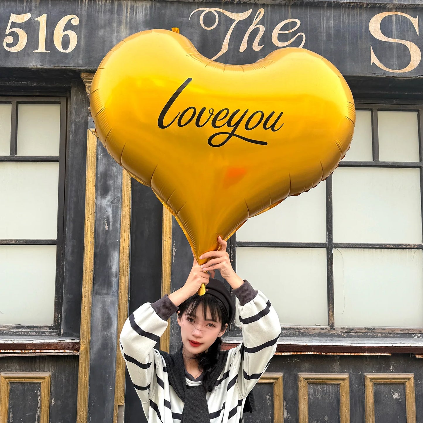 Happy Valentine’s Day Heart Balloon Stand Set – Love Bear & Heart-to-Heart Balloons Wedding Party Decoration