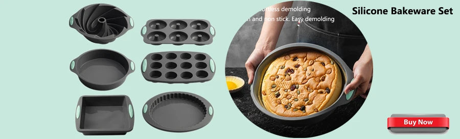 Heat Resistant Silicone Bakeware Set - Loaf, Bread, Muffin, Donut, and Cake Baking Tray Oven Pan Set