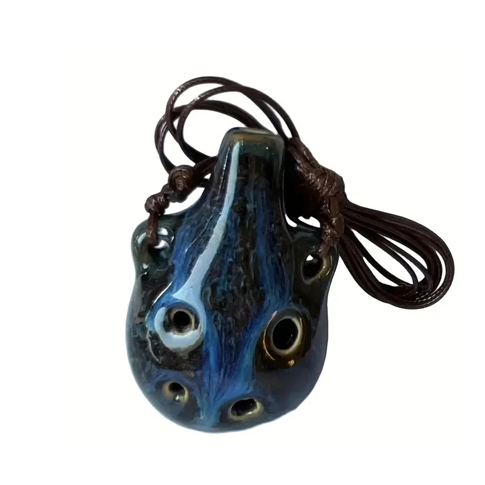 6 Hole Ceramic Mini Ocarina - Handmade Craft Musical Instrument for Beginners and Music Lovers