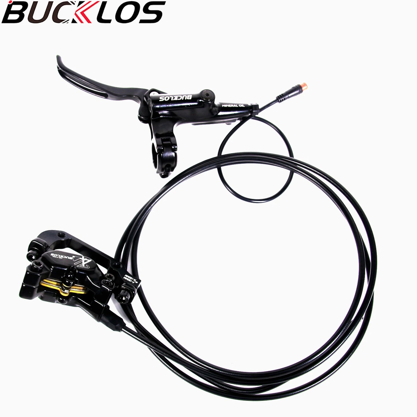 BUCKLOS HD-E735 E-Bike Hydraulic Brake – 4-Piston 1150mm/1950mm Power-Off Brake for MTB, Scooter & Bicycle Parts