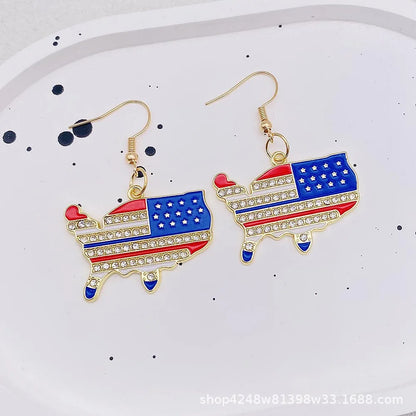 USA Flag Hat Wing Charms Earrings - Patriotic 4th of July Rainbow Flag Dangle Jewelry for Women & Girls