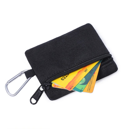 Outdoor Small Waist Pouch - Mini Portable Key Wallet and Card Case with Zipper, Tactical Purse, Coin Purse and Carabiner