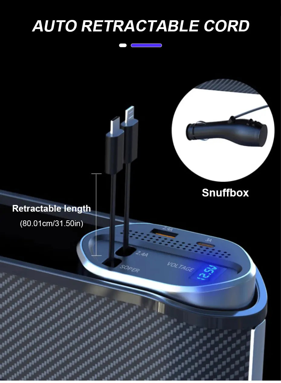 SEAMETAL Wireless Charging Car Seat Gap Organizer – 40W USB-C/Lightning Fast Charge, Auto Center Console Storage Box