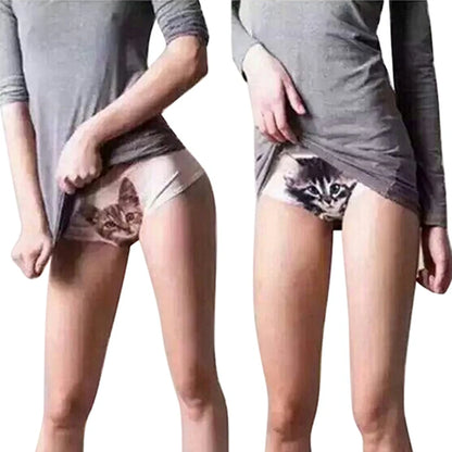 Women's Cat Print Briefs - Cute Meow Star Pattern Casual Underwear
