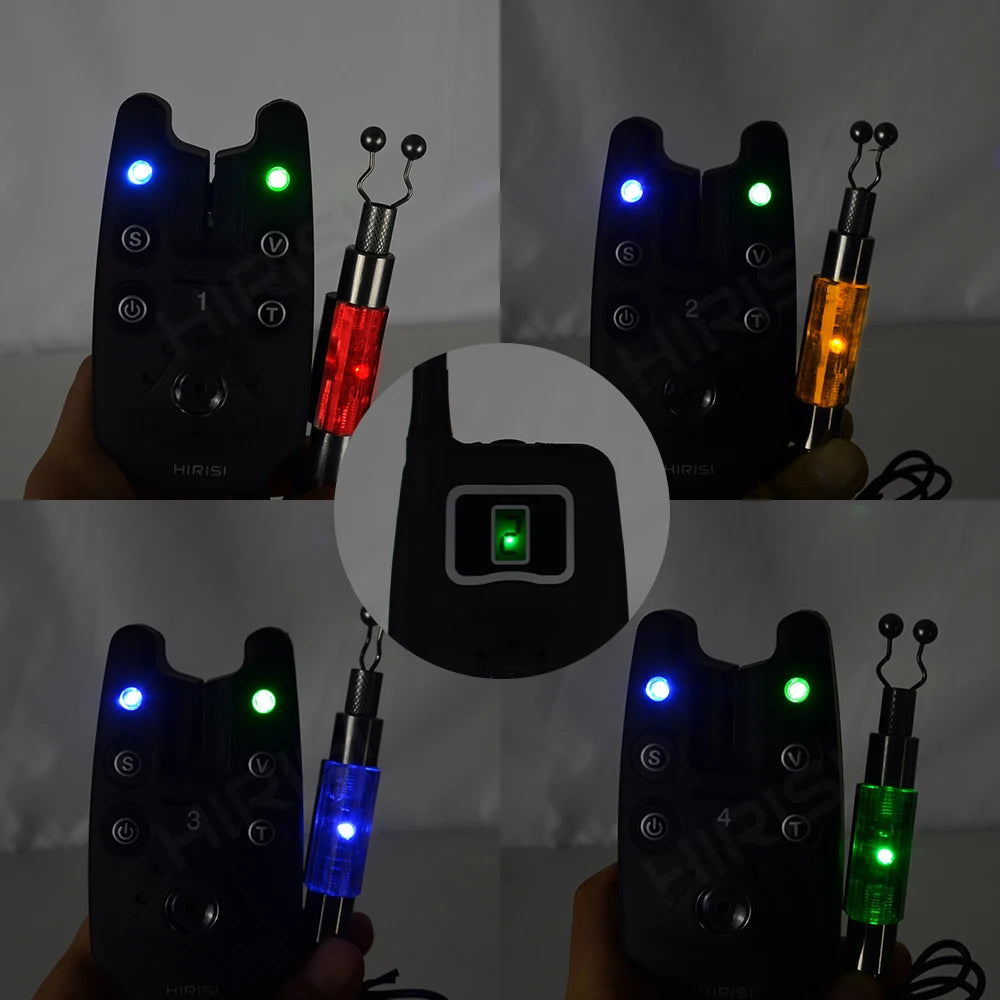 Wireless Fishing Bite Alarm 1+4 Set - Includes 4 Illuminated Swingers in EVA Case, Ideal for Carp Fishing B1203S
