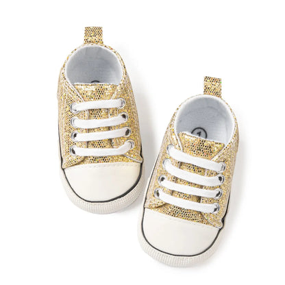 Meckior Baby Flash Canvas Sneakers – Infant First Walkers Soft Sole Anti-Slip Shoes for Boys & Girls