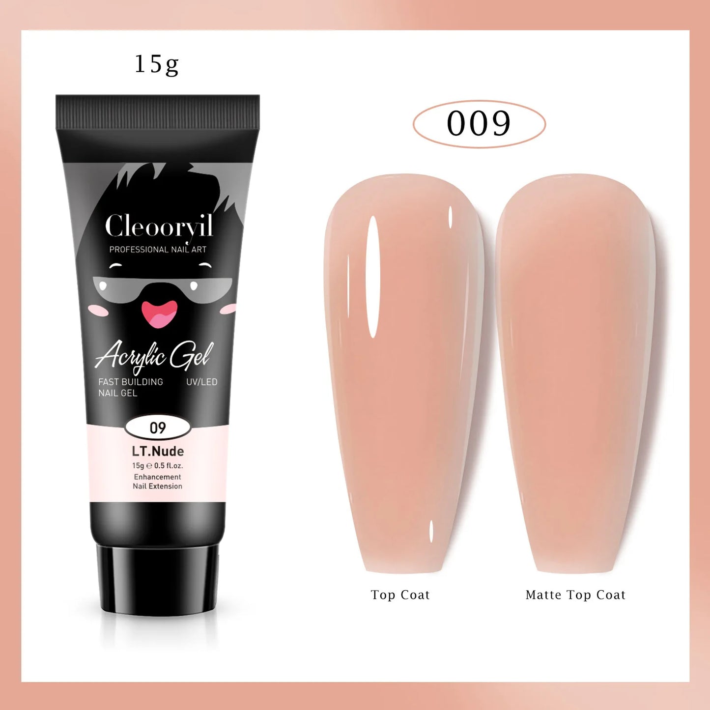 15ml Solid Nail Extension Gel – Poly Acrylic Crystal Gel in Naked Color, UV/LED Quick Build & Nail Extension Polish