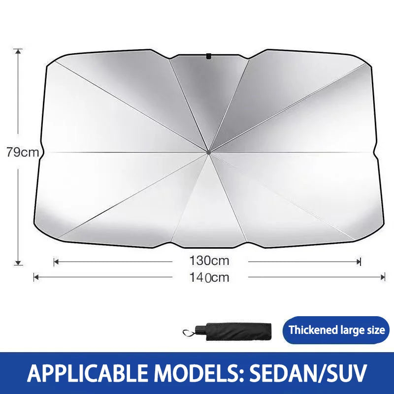 Car Windshield Sunshade - Portable Front Window Sunscreen Heat Insulation Shade with Storage Design