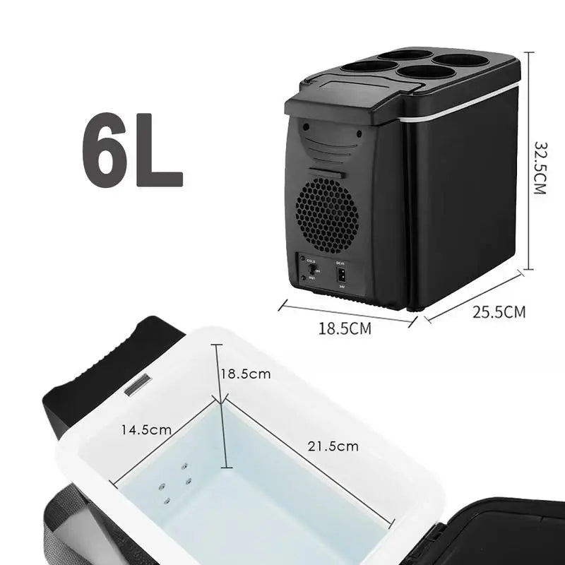 12V 6L Portable Car Freezer - Mini Auto Refrigerator Cooler for Outdoor Travel & Road Trips