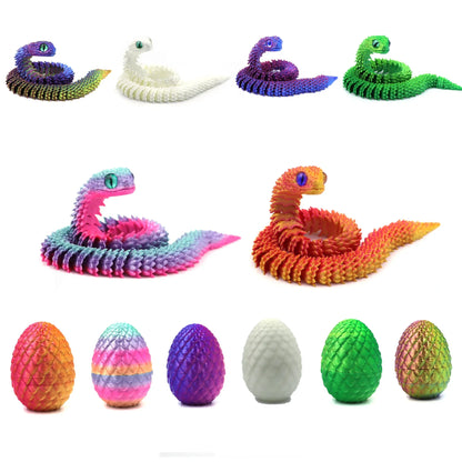 3D Printed Snake Egg Action Figure – Creative Stress Relief Rotatable Desktop Ornament & Anime-Inspired Toy Gift