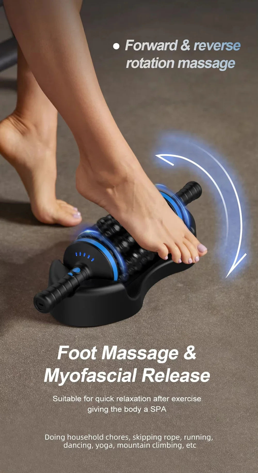 Cordless 360° Roller Body Massager — Rechargeable Percussive Vibrator for Muscle Relaxation, Back, Foot & Leg Therapy