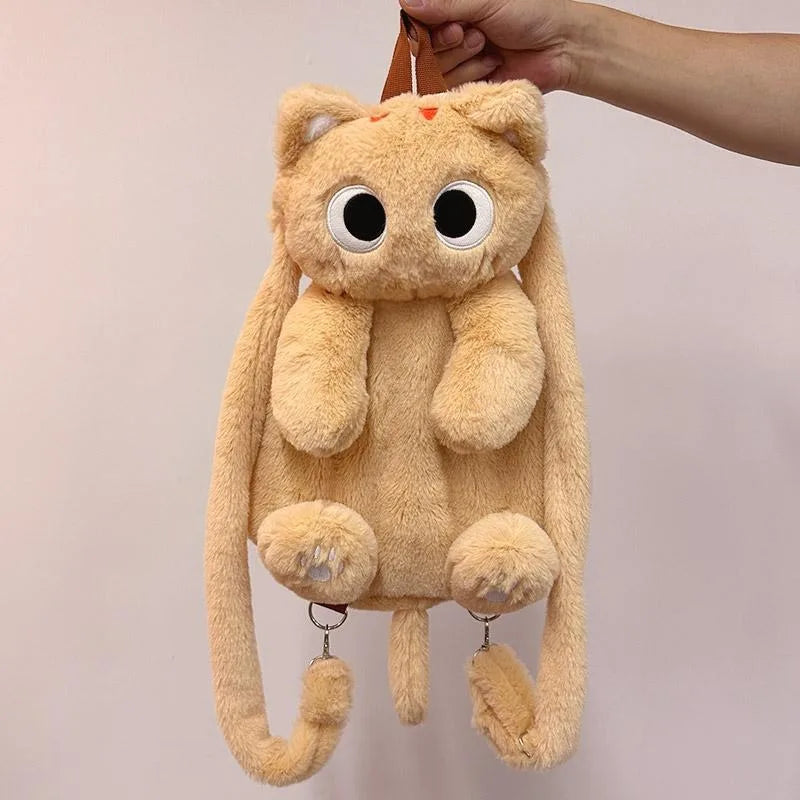 Black Cat Plush Backpack – Kawaii Kitten Doll Shoulder Bag with Large Capacity & Soft Toy Design