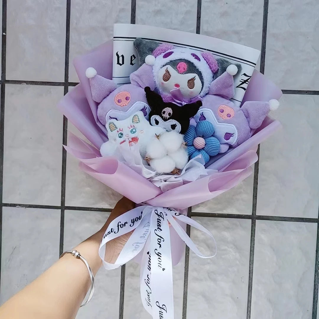 Sanrio Kuromi Plush Flower Bouquet — Soft Plush Doll Gift for Christmas, Valentine's Day, Birthday & Wedding Party