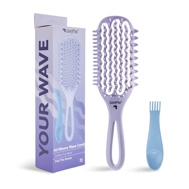WANMEI Air Cushion Detangler Brush Set – Scalp Massage Comb, Cleaner & 52 Hair Bands, Anti-Frizz Wet/Dry Styling Tool