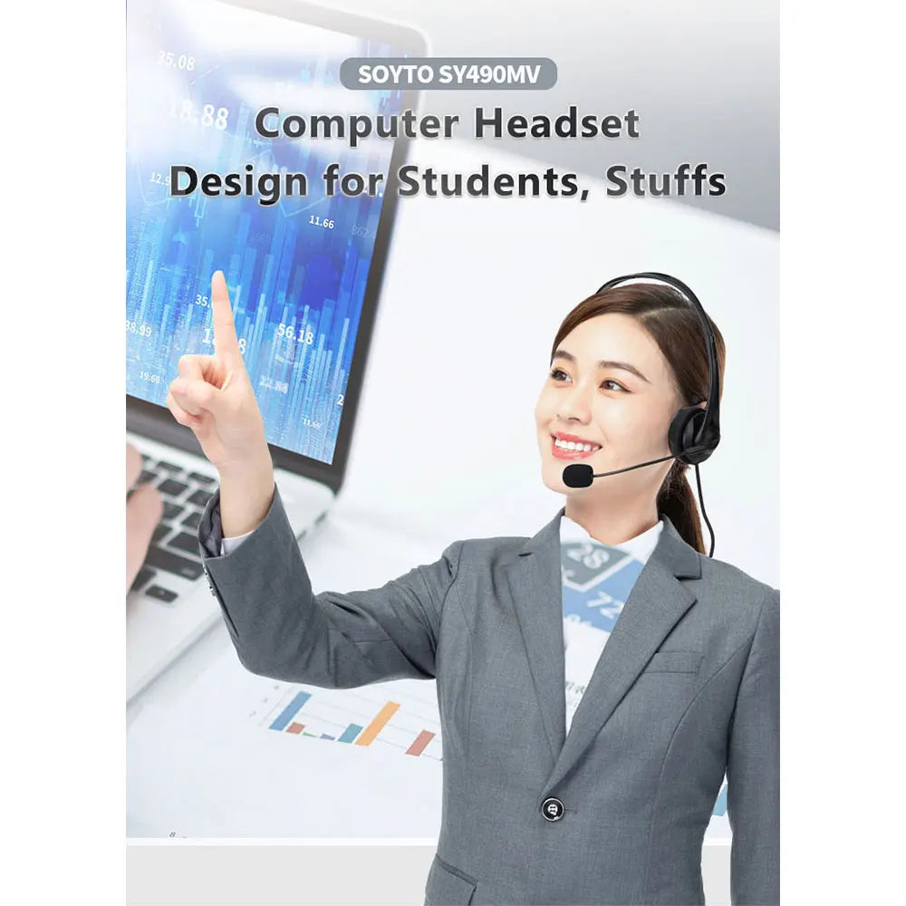 3.5mm/USB Wired Computer Headset – Stereo Earphones with Noise-Cancelling Microphone for Chat, Online Teaching & Video Conferencing