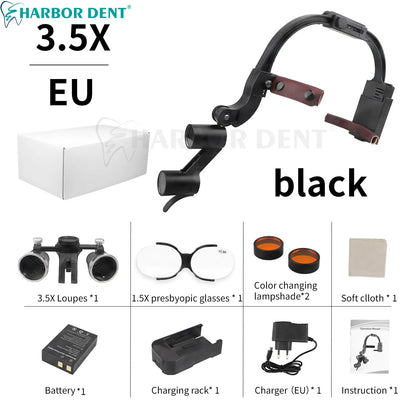 Dental Loupes LED Headlight – 2.5X/3.5X Magnification Binocular Surgical Magnifier with Comfortable Headband