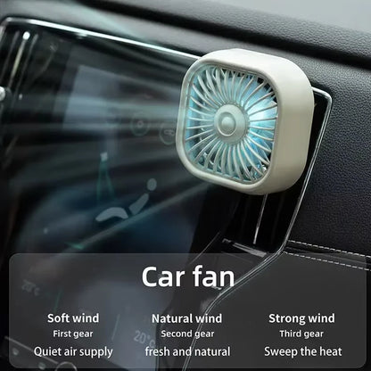 Mini Car USB Air Conditioner Fan - Three-Speed Adjustable Cooling Fan with Colorful LED Lights and Air Vent Mount