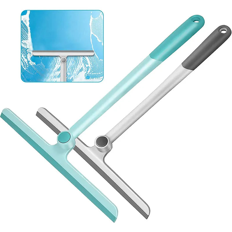 360° Rotatable Shower Squeegee - Glass Wiper Scraper Cleaner with Silicone Holder for Bathroom Mirror Cleaning