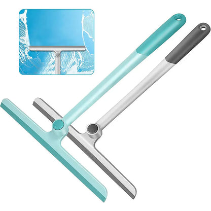 360° Rotatable Shower Squeegee - Glass Wiper Scraper Cleaner with Silicone Holder for Bathroom Mirror Cleaning