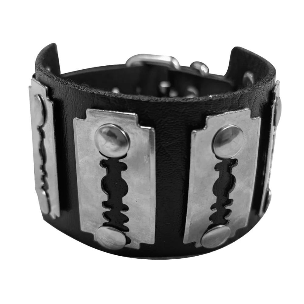 Halloween Gothic PU Leather Bracelet - Punk Hip-Hop Party Costume & Fashion Accessory
