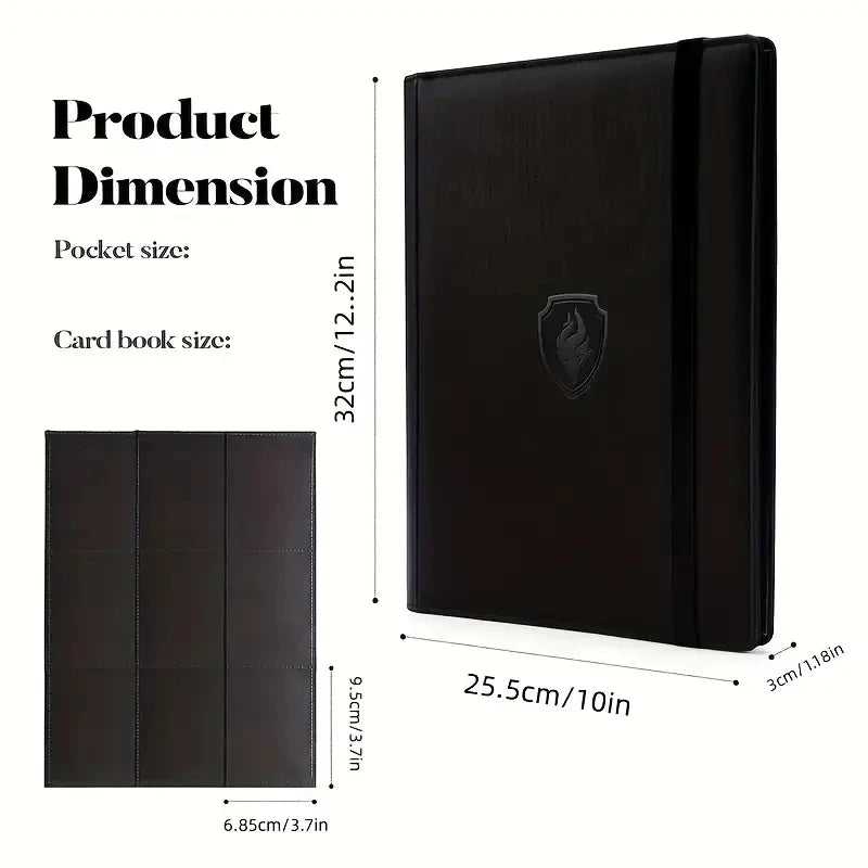 9-Pocket Trading Card Binder — Premium PU Cover Zip Card Holder Book, Durable Side-Loading Card Organizer