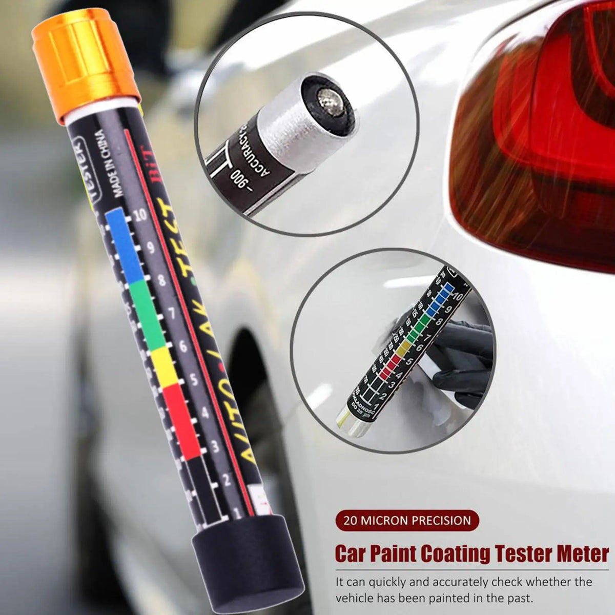 Car Paint Thickness Gauge - Magnetic Tip Auto Paint & Body Repair Inspection Tester