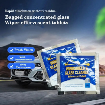 Car Windshield Glass Washer Tablets | Concentrated Effervescent Fluid for Car Wipers & Window Cleaning